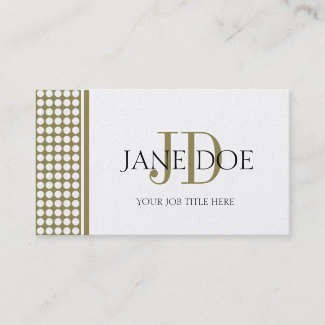 YourJobTitle Monogram Dot Gold Paper Business Card (Front)