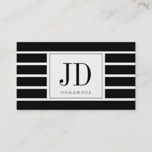 YourJobTitle Monogram/Striped/Black/Platinum Business Card