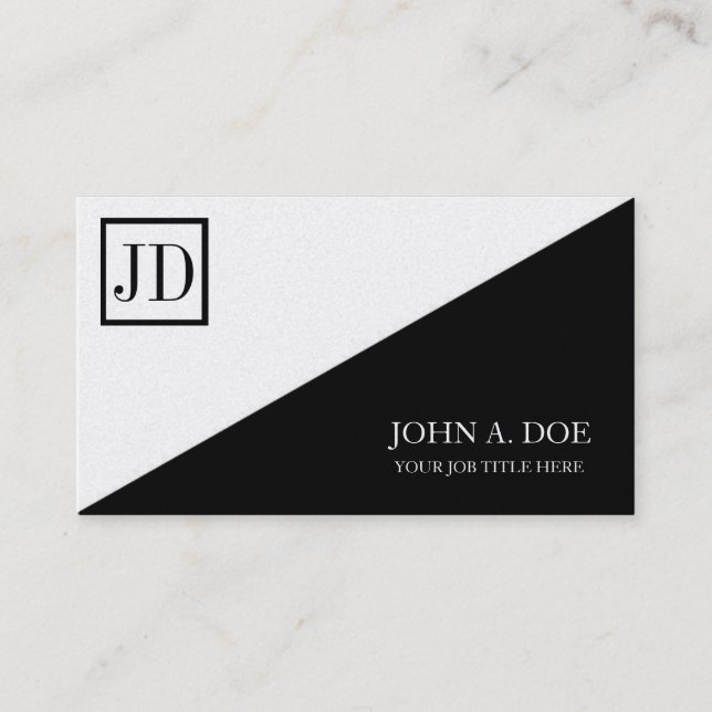 YourJobTitle Square Monogram Black Gold Business Card (Front)