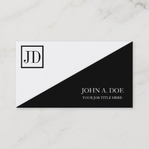 YourProfession Square Monogram Black White Business Card
