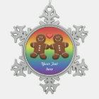 YourText Gingerbread Men Couple Snowflake Ornament