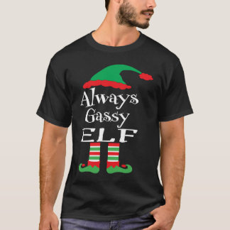 Youth Always Gassy Elf  Family Christmas Matching T-Shirt