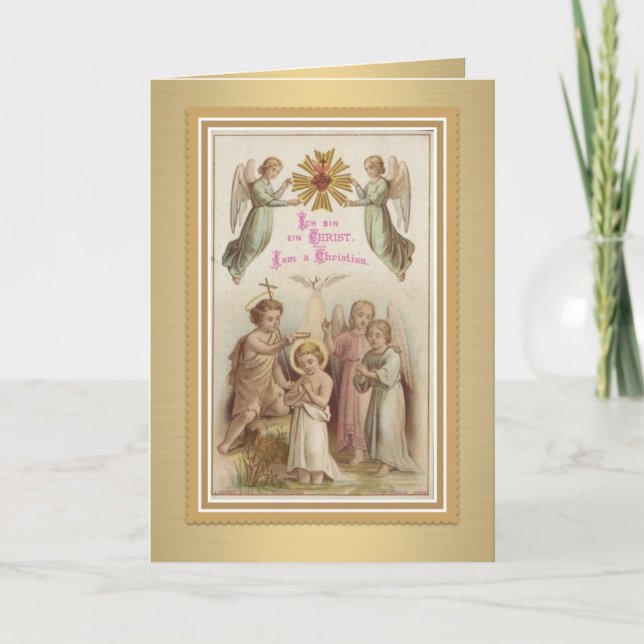Youth Baptism w/Jesus, John the Baptist, Angels Card (Front)