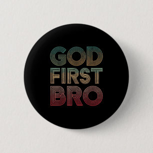 Youth Boy God First Bro Funny Christian God Brothe 2 Inch Round Button