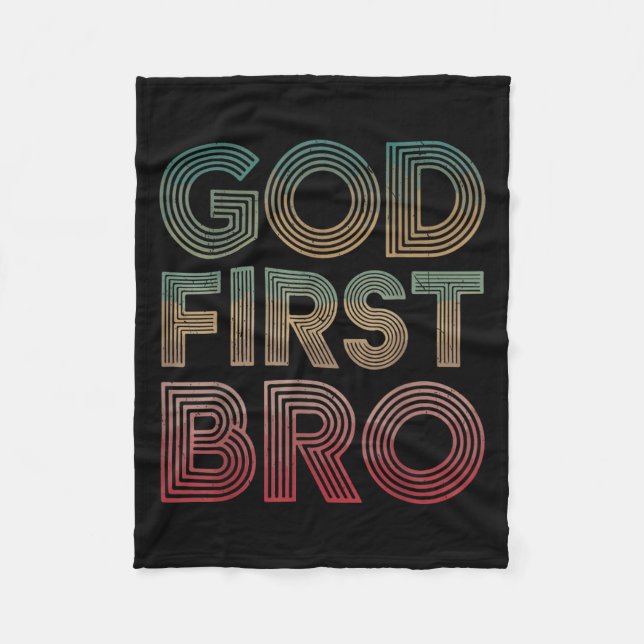 Youth Boy God First Bro Funny Christian God Brothe Fleece Blanket (Front)