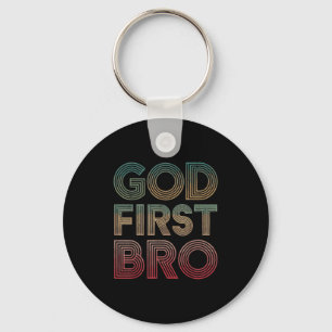 Youth Boy God First Bro Funny Christian God Brothe Keychain