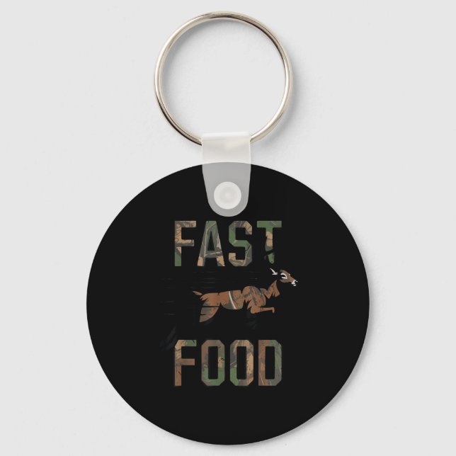 Youth Boys Camo Deer Hunting Fast Food Funny Hunti Keychain (Front)