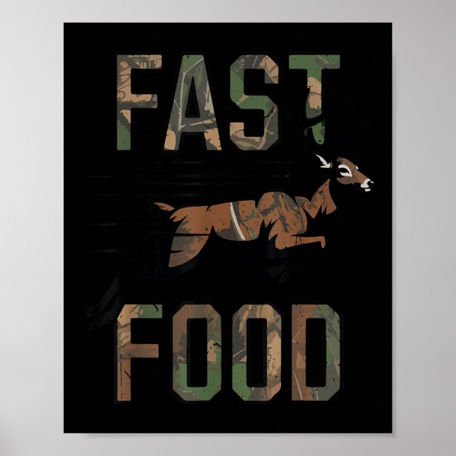 Youth Boys Camo Deer Hunting Fast Food Funny Hunti Poster (Front)