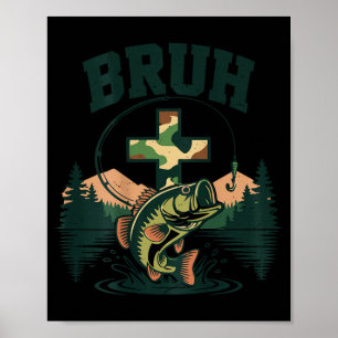 Youth bruh fish camo bass fishing christian poster