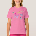 Youth Butterfly T-shirt<br><div class="desc">Pastel butterflies and little flowers make a pretty t-shirt for a special little girl.</div>