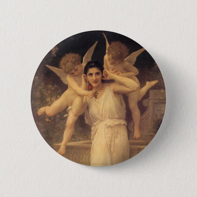 Youth by Bouguereau, Victorian Angels Portrait 2 Inch Round Button (Front)