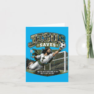 Youth Camo Christian Soccer Jesus Saves Religious Card