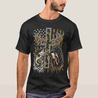 Youth camo duck hunting dog black lab bass fish T-Shirt