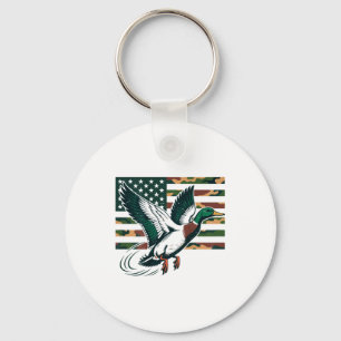 Youth Camo Mallard Duck Hunting Camouflage America Keychain