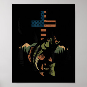 Youth hunting faith fishing cross camo christian poster