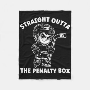 Youth Ice Hockey Funny Straight Outta Penalty Box Fleece Blanket