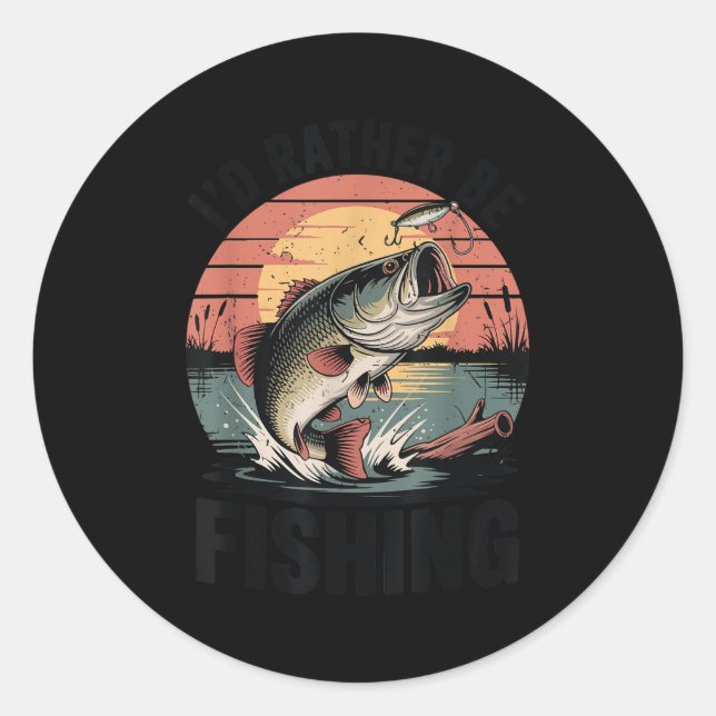 Youth I'd Rather Be Fishing-shirt Boy Largemouth B Classic Round Sticker (Front)