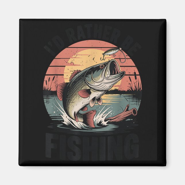 Youth I'd Rather Be Fishing-shirt Boy Largemouth B Magnet (Front)