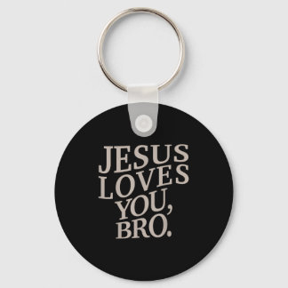 Youth Jesus Loves You Bro Funny Christian Boy Kids Keychain