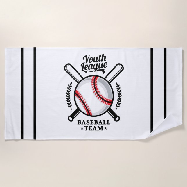Youth League Baseball Team Beach Towel (Front)