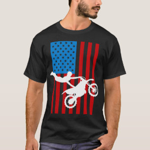 Youth Motorcycle USA Flag Dirt Bike Racing Kids Gi T-Shirt