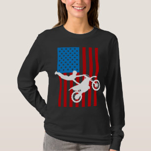 Youth Motorcycle USA Flag Dirt Bike Racing Kids Gi T-Shirt
