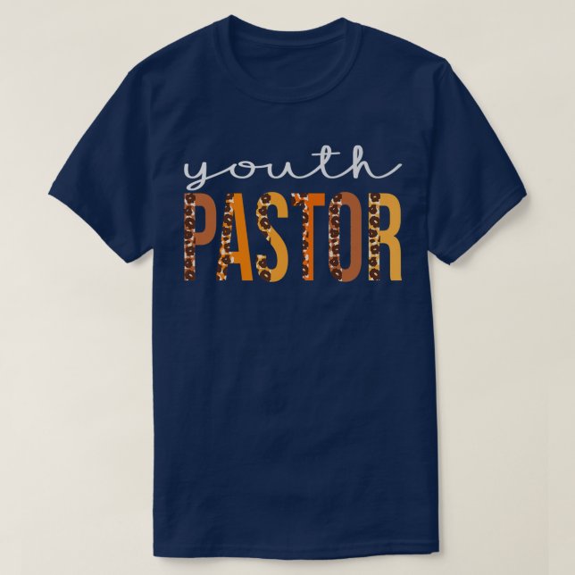 Youth Pastor leopard Squad Cute Fall Autumn Thanks T-Shirt (Design Front)