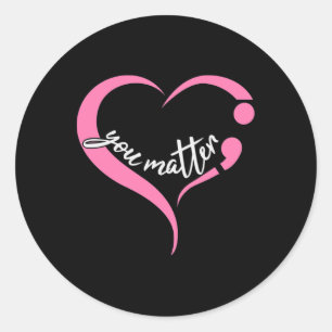 Youth Problem Semicolon Mental Health And Suicide  Classic Round Sticker