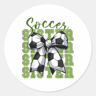 Youth Soccer Sister Coquette Bow Cute Mom Toddler Classic Round Sticker