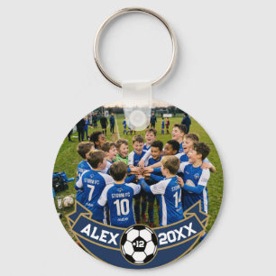 Youth Soccer Team Photo Name Keepsake Keychain
