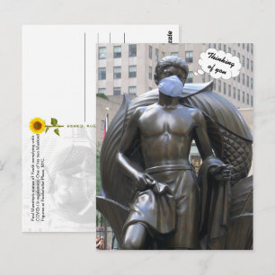 Youth statue, Thinking of You - V postcard