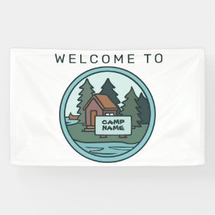 Youth summer camp island cabin w/custom sign