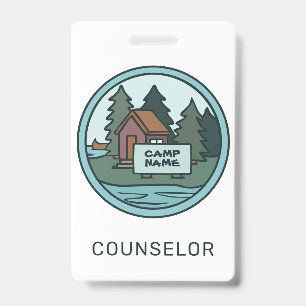 Youth summer camp island cabin w/custom sign badge