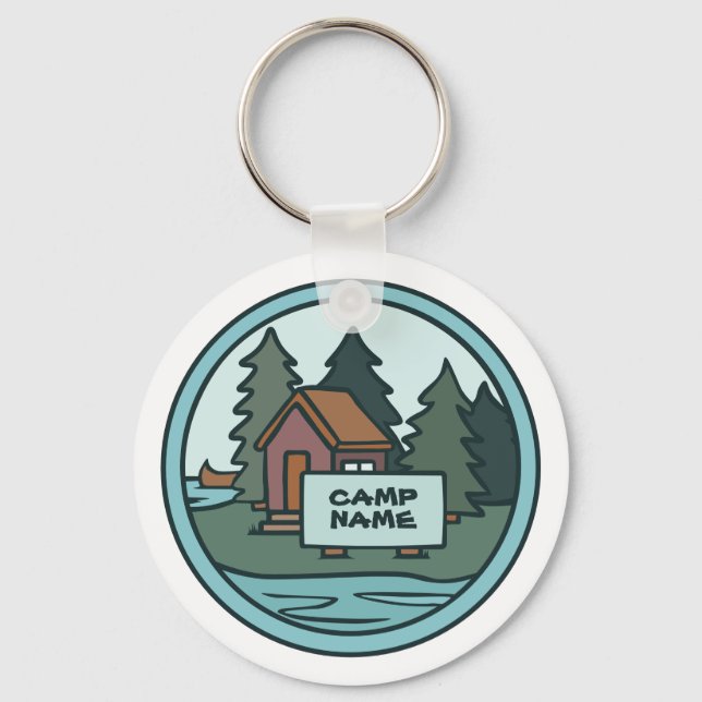 Youth summer camp island cabin w/custom sign keychain (Front)