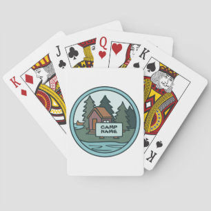 Youth summer camp island cabin w/custom sign playing cards