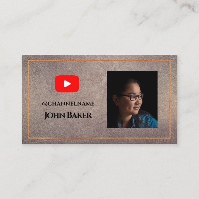 YOUTUBE Channel Advertisement QR Code Photo Business Card (Front)