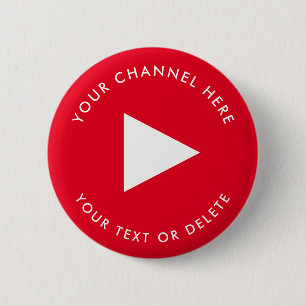 Youtube Channel Name Custom Red 2 Inch Round Button