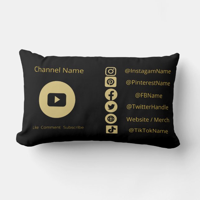 YOUTUBE CHANNEL SOCIAL MEDIA IS VLOGGER DARK MODE  LUMBAR PILLOW (Front)