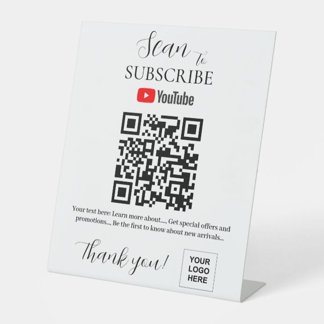 Youtube Subscribe QR code Pedestal Sign (Front)