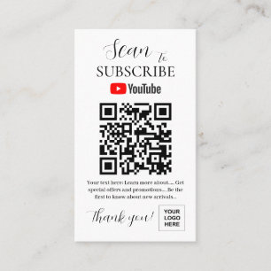 Youtube Subscribe QR code Pedestal Sign Business Card