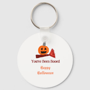 You've been Booed happy Halloween pumpink broom sc Keychain