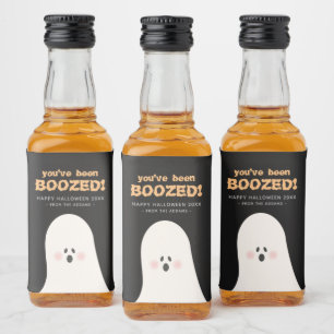 You've Been Boozed Halloween Cute Ghost Liquor Bottle Label
