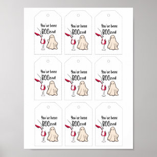 You've Been Boozed! Halloween Wine Bottle Tags Poster