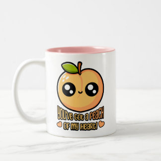 You've Got A Peach Of My Heart! Cute Peach Pun Two-Tone Coffee Mug