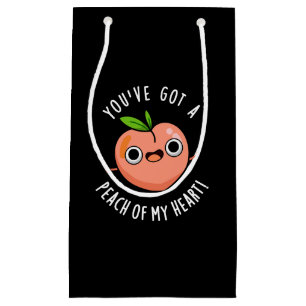 You've Got A Peach Of My Heart Fruit Pun Dark BG Small Gift Bag