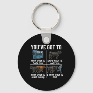 Youve Got to Know When to Holdem Retro Funny Cow Keychain