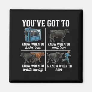 Youve Got to Know When to Holdem Retro Funny Cow Magnet