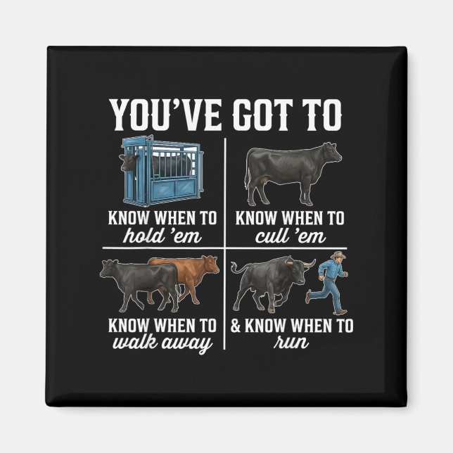 Youve Got to Know When to Holdem Retro Funny Cow Magnet (Front)