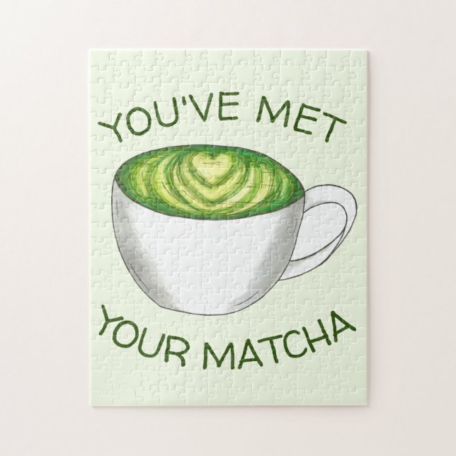You've Met Your Match Matcha Green Tea Latte Love Jigsaw Puzzle (Vertical)
