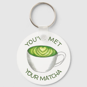 You've Met Your Match Matcha Green Tea Latte Love Keychain